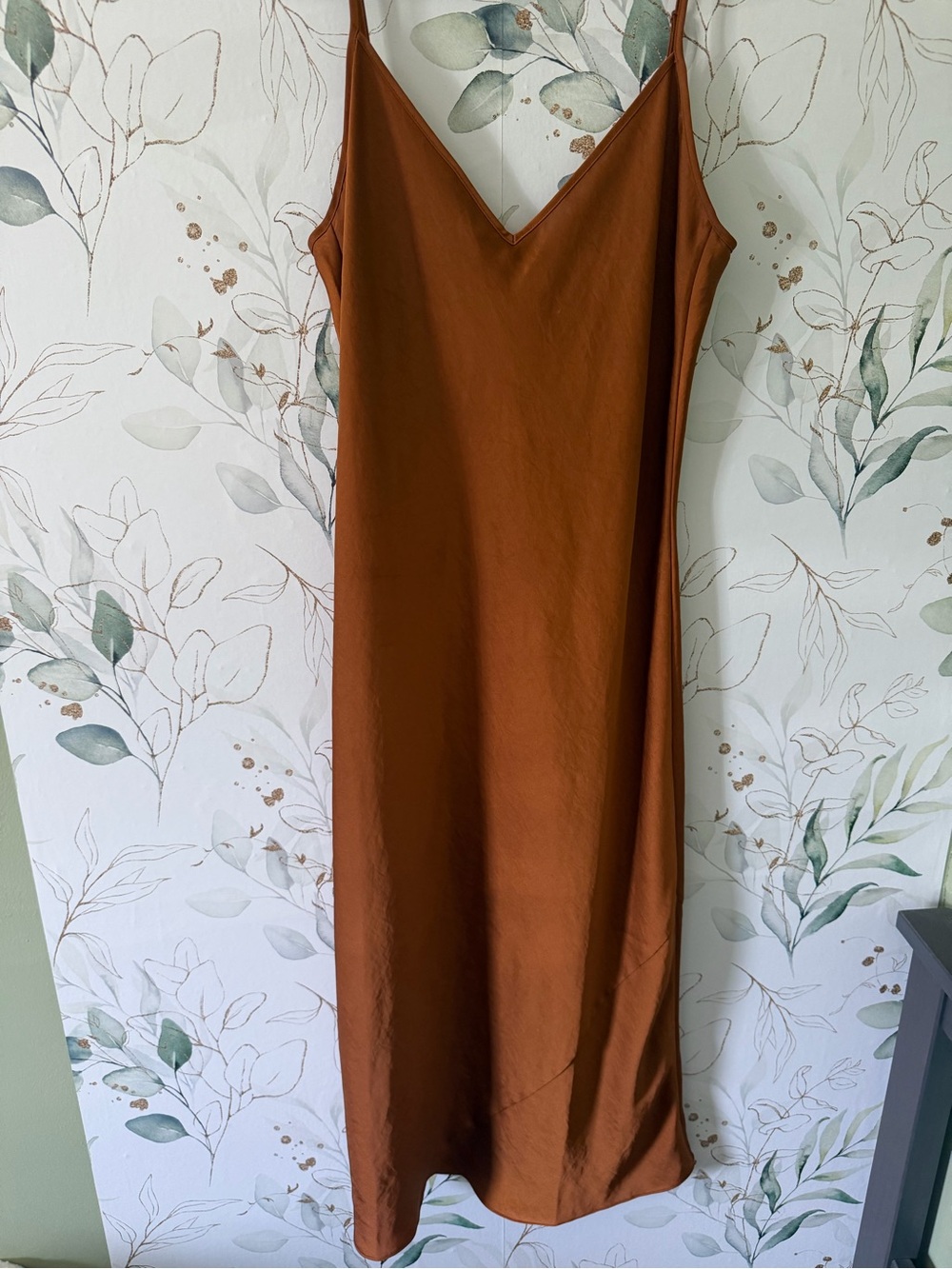Aritzia Wilfred Only Satin Midi Slip Dress Anise Brown Orange Size M - Picture 2 of 6
